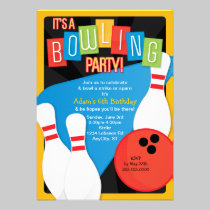 Retro Bowling Kid's Birthday Party Invitation invitations
