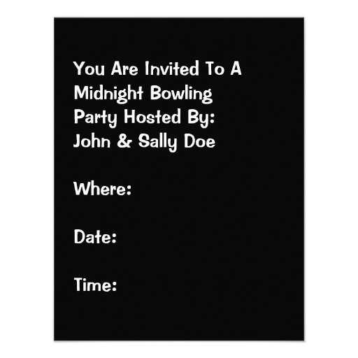 Retro Bowling Night Party Midnight Leag Invitation