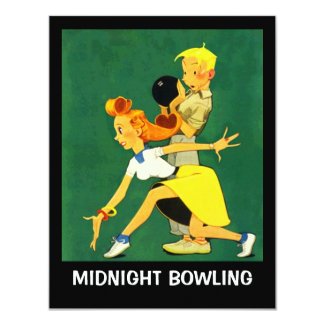 Retro Bowling Night Party Midnight Leag Invitation