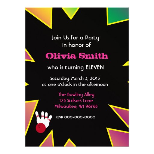Retro Bowling Party Custom Invitation