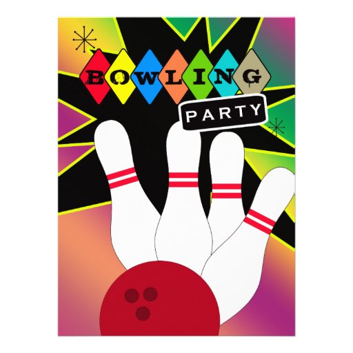 Retro Bowling Party Custom Invitation