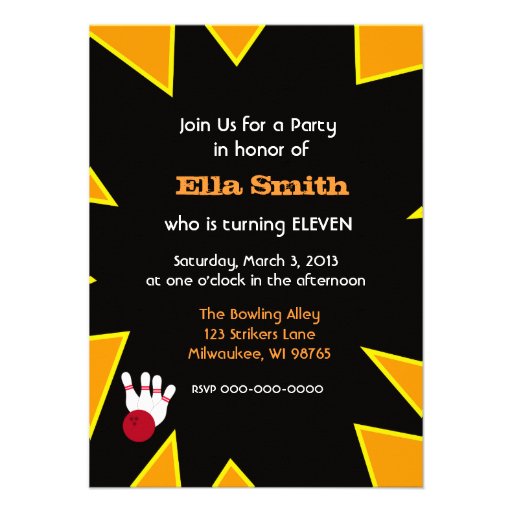 Retro Bowling Party Custom Invitations