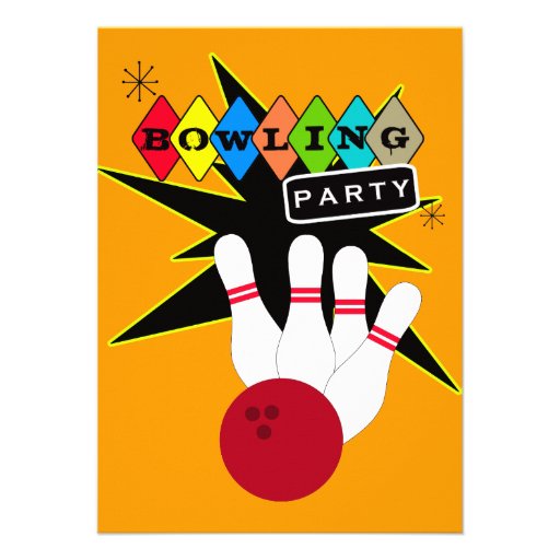 Retro Bowling Party Custom Invitations