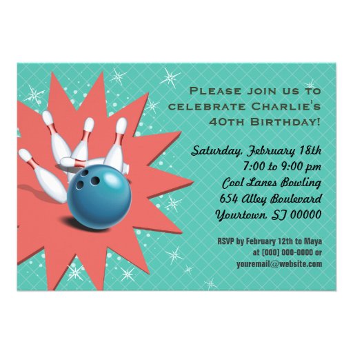 Retro Bowling Party Invite