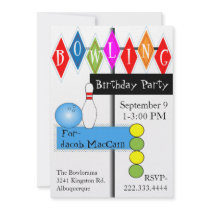 Retro Bowling Sign Birthday Invitation