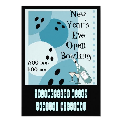 Retro Bowling Themed Party Invitations Jukebox-Key