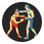 Retro Boxing Men Round Sticker
