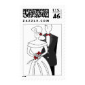 Retro Bride and Groom Wedding Postage Stamp by JoyOfLife Retro Bride and Groom Wedding Postage Stamp
