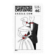 Retro Bride and Groom Wedding Postage Stamp stamp