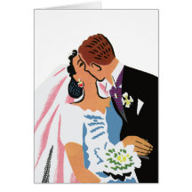 Retro Bride and Groom, You May Now Kiss the Bride Cards