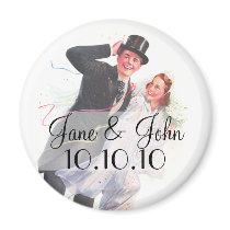 Retro Bride & Groom Wedding Fridge Magnets