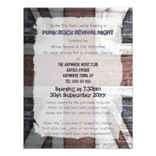Retro British Punk Fashion Small Size Invitations