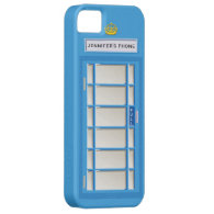 Retro British Telephone Booth Blue Personalized iPhone 5/5S Covers