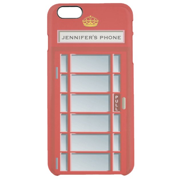 Retro British Telephone Booth Red Personalized Uncommon Clearlyâ„¢ Deflector iPhone 6 Plus Case
