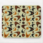 Retro Brown & Black Starburst Boomerang Mouse Pad