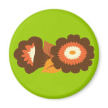 Retro Brown Flowers Magnets
