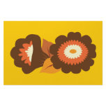 Retro Brown Flowers Custom Stationery