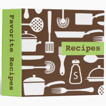 Retro brown green kitchen recipe binder organizer