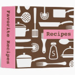 Retro brown pink kitchen recipe binder organizer