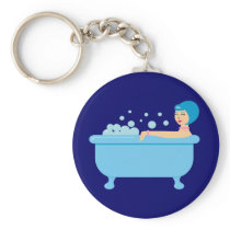 Retro Bubble Bath Girl Key Chain