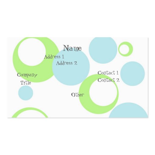 Retro Bubbles Business Card Template (front side)