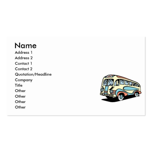 retro bus motor coach business card (front side)