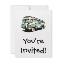 retro bus motor coach personalized invites