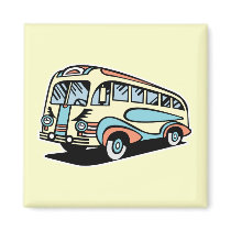 retro bus motor coach fridge magnet