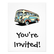 retro bus motor coach personalized invites