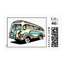 retro bus motor coach stamp