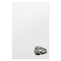 retro bus motor coach customized stationery
