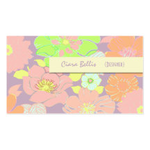 Retro Business card, pastel poppies