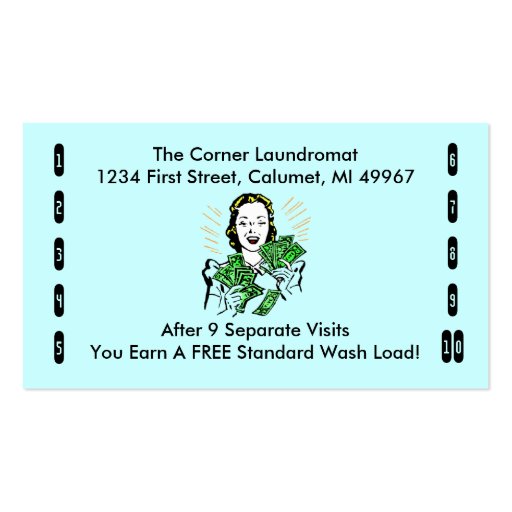 Retro Business Punch Cards Any business happy shop Business Card Template (front side)