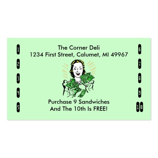 Retro Business Punch Cards Any business happy shop Business Card (front side)