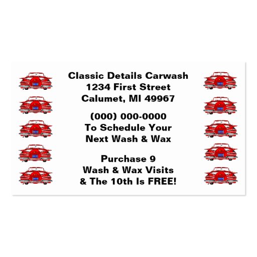 Retro Business Punch Cards Classic Cars Automotive Business Card