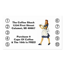 Retro Business Punch Cards Diner happy Waitress Business Card Templates