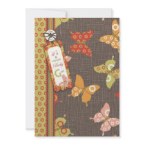 Retro Butterflies Invitation Card