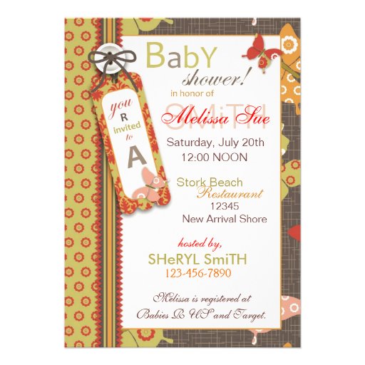 Retro Butterflies Invitation Card
