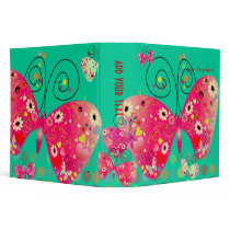 Retro butterflies, pring flowers with polka dots binders by fine_stationery Retro butterflies, pring flowers with polka dots binders