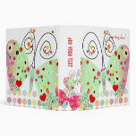 Retro butterflies, spring flowers with polka dots binders