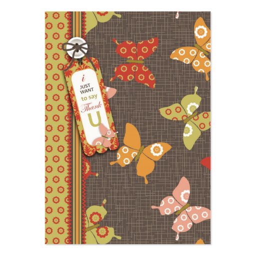 Retro Butterflies TY Gift Tag Business Cards (front side)