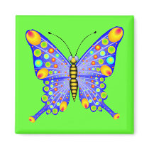 Retro Butterfly Hippie Magnets by naturetees Retro Butterfly Hippie Magnets