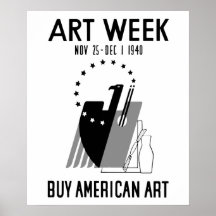 Retro Buy American Art black and white Print