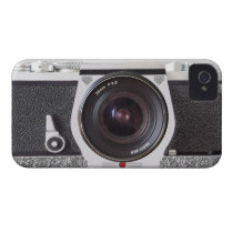 Retro Camera With Scroll On Chrome iPhone 4 Case