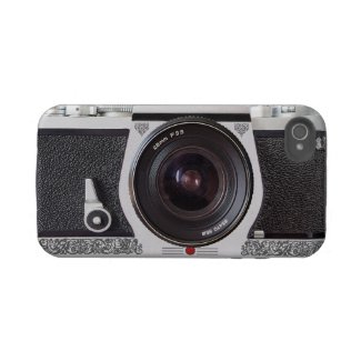 Retro Camera With Scroll On Chrome iPhone 4 Tough casematecase