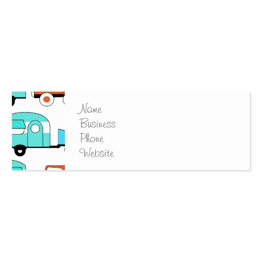 Retro Camping Trailer Turquoise Orange Vintage Car Business Card Template