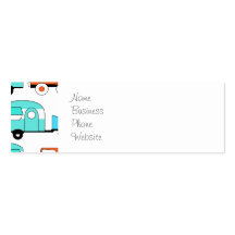 Retro Camping Trailer Turquoise Orange Vintage Car Business Card Template
