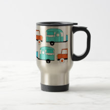 Retro Camping Trailer Turquoise Orange Vintage Car Coffee Mug