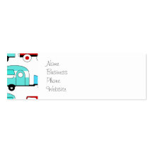 Retro Camping Trailer Turquoise Red Vintage Cars Business Card