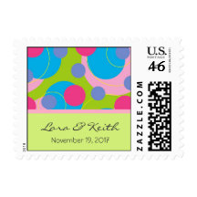 Retro Candy Dots Save The Date / Invitation Stamps Postage Stamp